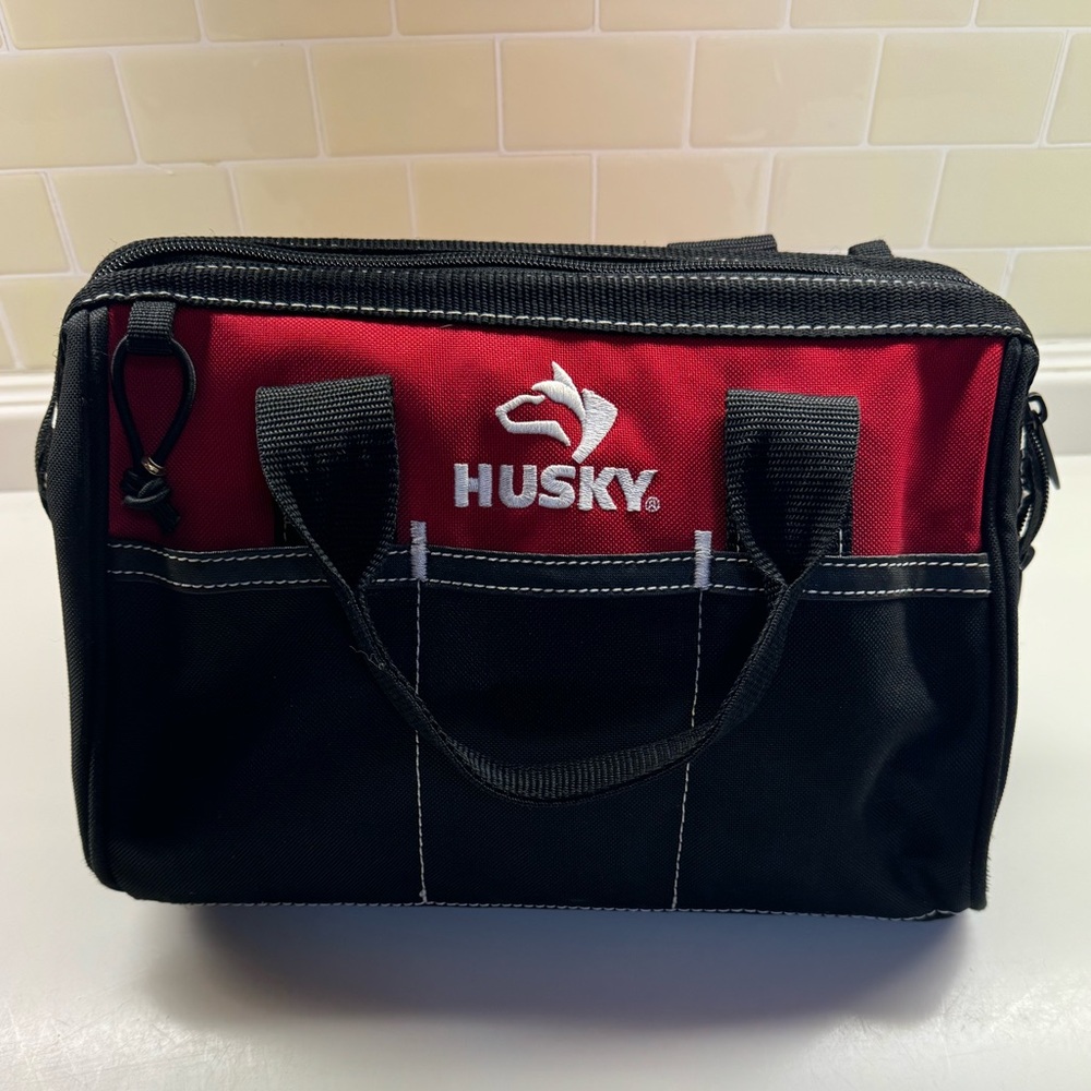 Husky Tool Bag - Storage Bag w/ Zipper -‎ Canvas Tote - 12” Contractor Bag